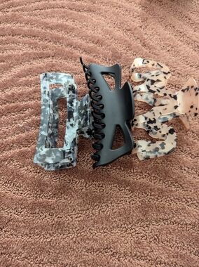 3-Pack Hair Claw Clips - Black, Gray Tortoise, Beige Tortoise